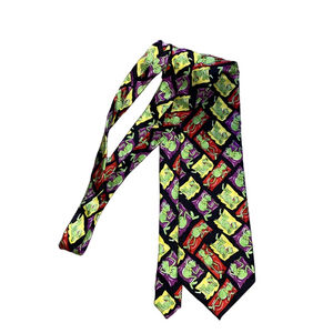 Men's Vintage Jim Henson's Muppets Kermit Collection Black Green Silk Tie